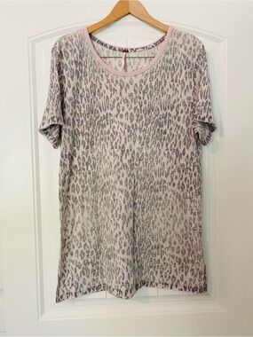 Free People Pale Pink Leopard Short Sleeve Tee